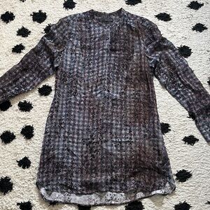 Peruvian Connection size 14 colorblock Blue and Brown Plaid Tunic